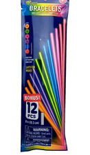  Pack of 12 Glow Bracelets w/ Connectors 6 Different Colors Glow Sticks 8 Inch