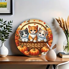 Aluminum Foil Engraving Art Kit, 1 Piece, Autumn Cats & Pumpkins Scene, Durable