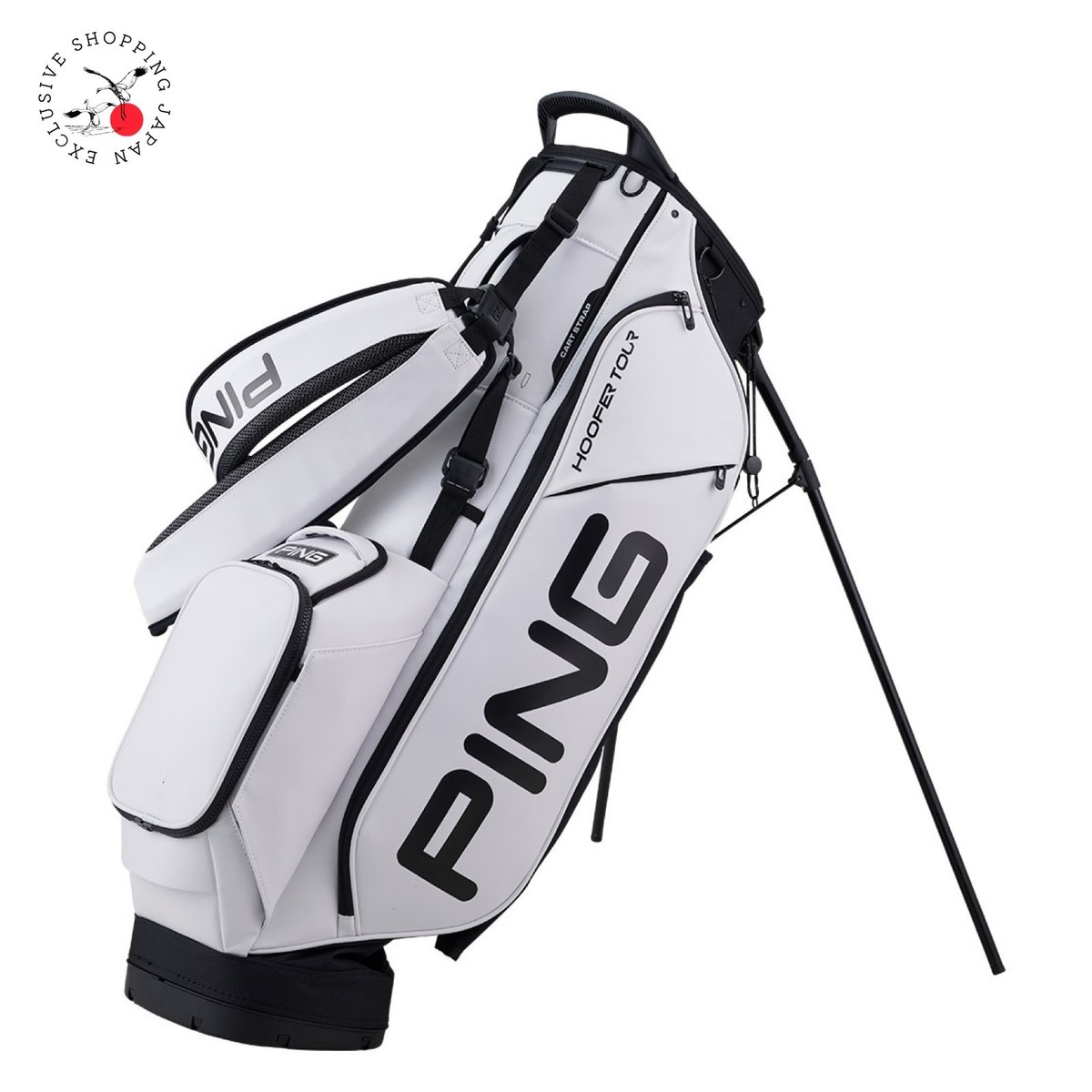 PING HOOFER TOUR スタンドバッグ ホワイト/ブラック PING Golf Hoofer Tour Carry Stand Bag 9.5 in 5-Way Lightweight