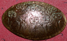 OWLS  Love token, Good Luck, Elongated penny ,Crafted by Astoria Artist(XXIII)