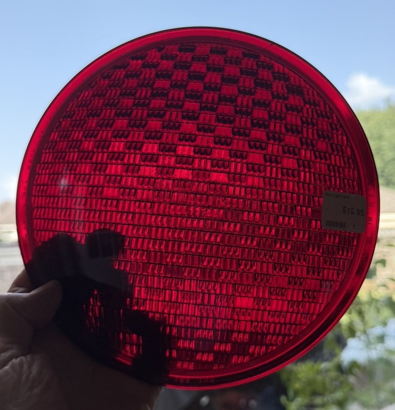 ECONOLITE RED 8-3/8" GLASS CONVEX TRAFFIC LIGHT LENS TL4655E KOPP GLASS CO.