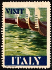 Vintage Circa 1930s–1940s Italy Poster Stamp Visit Italy I.G.A.P. Rome (English)