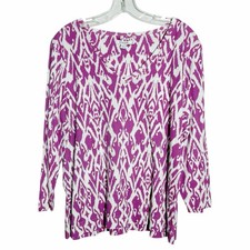 Chicos Women Cotton Top Size 3 XLarge 3/4  Sl...