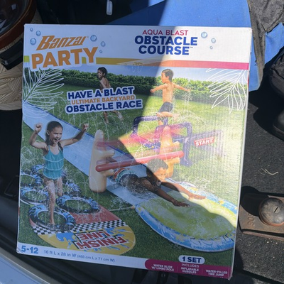 #ad Banzai Aqua Blast Ultimate Course Slide 16#x27;L Inflatable Backyard Aqua Water Park $34.63