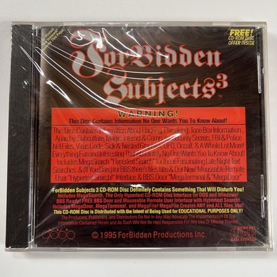 VTG Forbidden Subjects 3 PC CD-ROM 1995 Hacking Anarchy BBS Software New Sealed