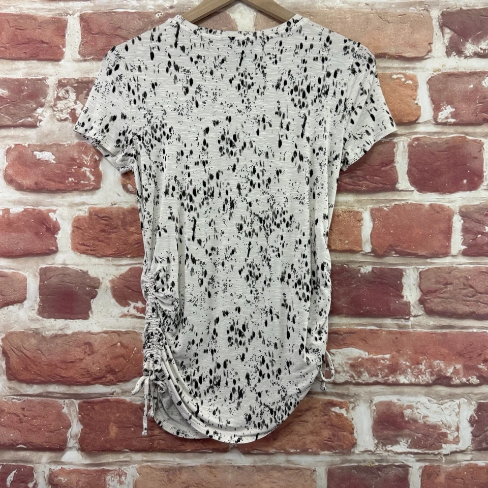 Camisa informal Simply Vera Wang Top para mujer XS blanca multicolor abstracta con corbata lateral Foto 3 de 4