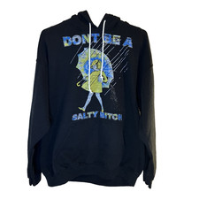 Don  t Be A Salty Bitch Black Hoodie Women  s Size Large Rainy Day Graphic 243