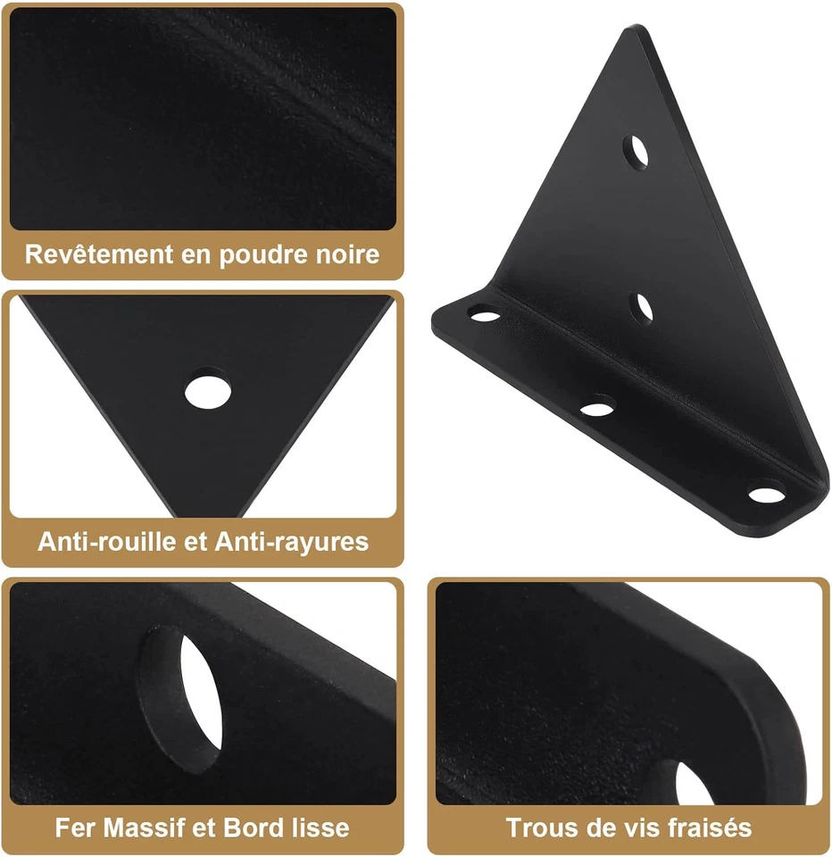 4 Pezzi 8CM Staffe per Mensole Invisibile Nero Reggimensola a Scomparsa Triangol - Immagine 4 di 4