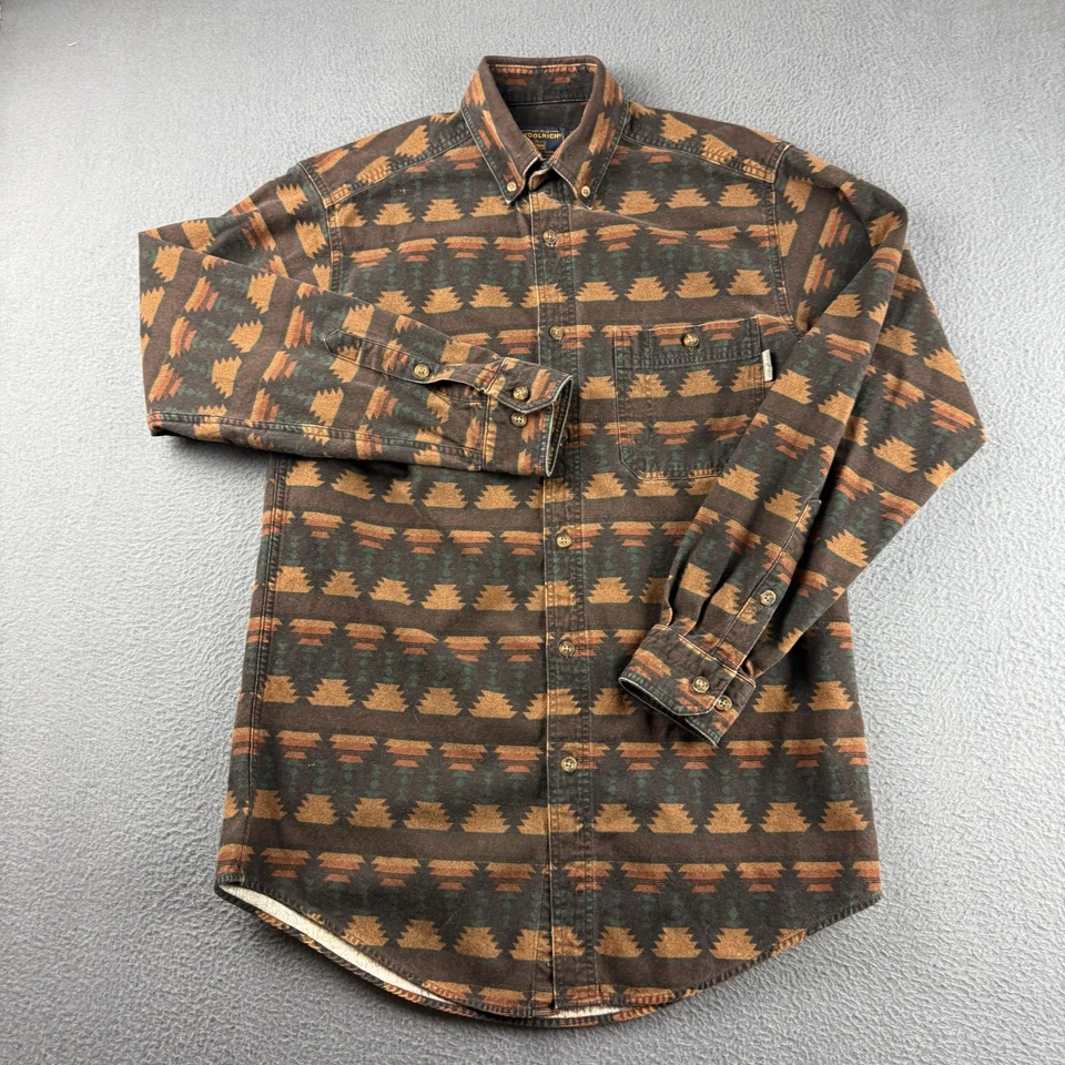 Woolrich Shirt Men’s M Brown Aztec Southwest Flannel Oxford Indian Work Vintage - Image 2 of 4