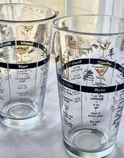 Two Libbey Cocktail Mixing Recipe Barware Clear Glasses 16 oz.