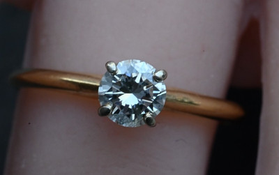 Lovely Simple yet Elegant .50 ct Natural Diamond Solitaire Ring in 14k YG
