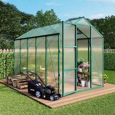 6x10FT Polycarbonate Greenhouse Walk-in Outdoor Greenhouse with Aluminum Frame