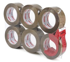 6 PCS Brown Packing Tape Dispenser 2.4 mil 1.88 Inch x 110 Yards Strong