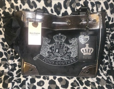 Juicy Couture Classic Scottie Dog Daydreamer Tote Black Silver NWT VIRAL HTF