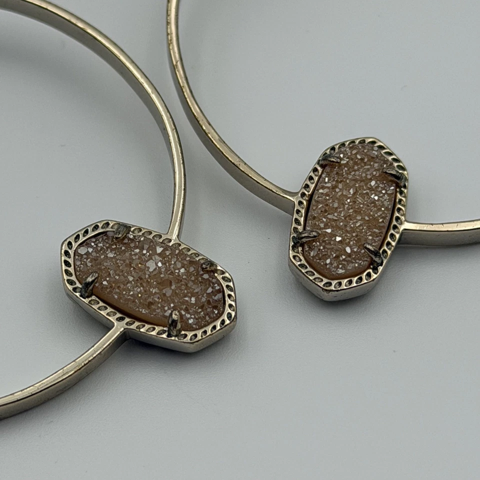 Kendra Scott Gold Hoop Earrings With Quartz Stone - Image 2 of 4