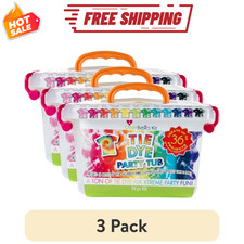 3Pack Create Basics Tie Dye Party Tub with 18 Pre-Filled Bottles Dye Refill Pack