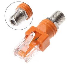 RJ45 Male to Coaxial Female Coax Barrel Coupler Ethernet Adapter Line Connector