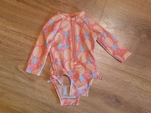 Bodysuit Long Sleeve Orange Pineapple Swimsuit Swim Wear Girls Size 0-3 months