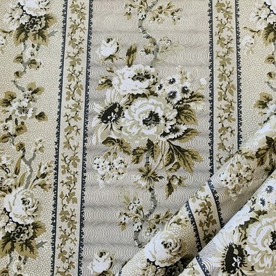 Schumacher Gardinenstoff ELIZABETH CHINTZ 3,2m NEUTRAL Rita König Blumen Streifen