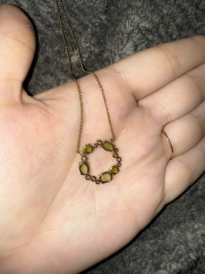 Anthropologie X Tai Rittichai Joyería Piedra Amarilla Halo Círculo Collar Oro Foto 2 de 4