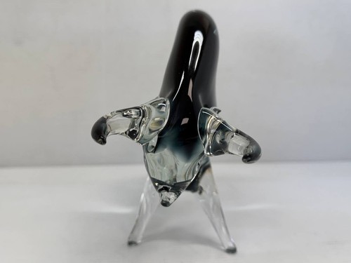 Formia Vetri di Murano Glass Clear and Blue Bull Figurine Made in Italy - Picture 12 of 16