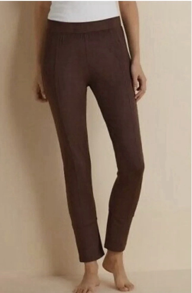 NWT Soft Surroundings Size PXS Shale Brown Faux Suede Pull On Ankle Leggings