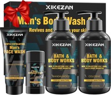 Gifts for Men,Mens Body Wash Gift Set Cleansing & Hydrating Skin w/Face Wash,De