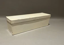 Vintage Rectangle White Storage Tin with Lid - 13" x 3  3/4"