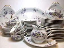 Vtg Meito Norleans Adele Violet Pattern China Setting for 8 Missing 3 Teacups
