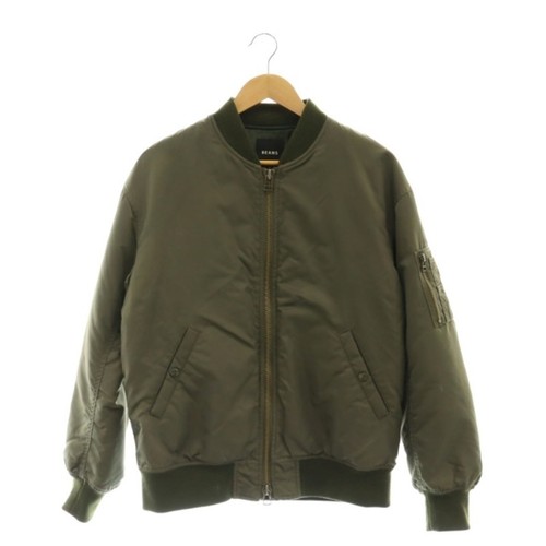 BEAMS MA-1 Blouson Jacket Zip Up M Khaki AT Used d4f748076de33334c36eaadcfbd31f3