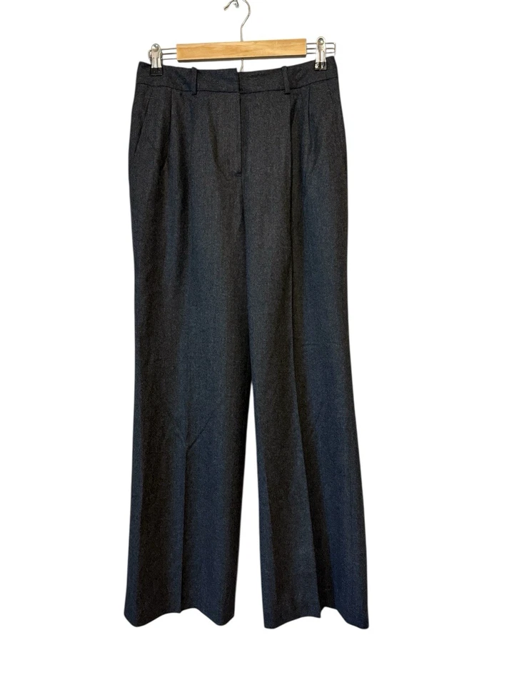 Pantalones de vestir Brooks Brothers para mujer de pierna ancha de lana gris forrados talla 6 carrera Foto 2 de 4