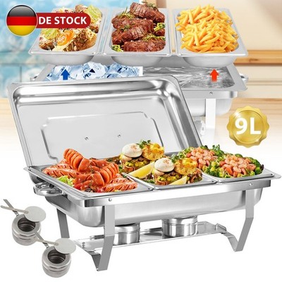 9L Chafing Dish Speisenwärmer Edelstahl Warmhaltebehälter Set-Faltbaren Beinen#