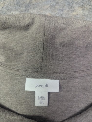 Pure J Jill Size XL Petite Knit Cowl Neck Tunic Dress Pockets Oatmeal Beige - Picture 3 of 9