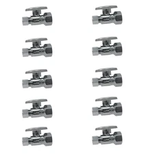10 Pack XFITTING 3/8" OD Compression 1/2" Female Straight Valve, FIP, Brass