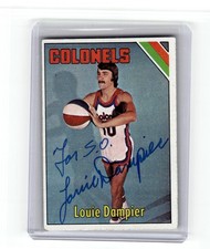 1975-76 Topps Louie Dampier Signed Card #270 Colonels On Card Auto