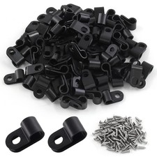 100 Pack Rtype White Wire Clamp 1/4 Inch Nylon Clip Cable Fastener Wire Clamp Wi