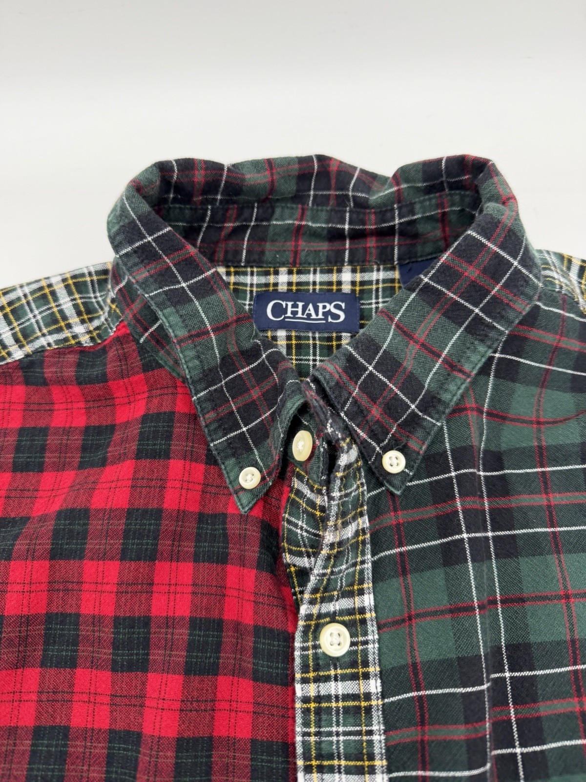 Chaps Mens XXL Multi Plaid Patchwork Button Down … - image 5