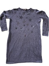 Clements Ribeiro Black Star Embellished Tunic Dress Size XL 16 Cashmere Blend