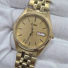 Seiko Men's Vintage Day/Date Gold Tone Quartz Watch 7N43-9048 New Battery