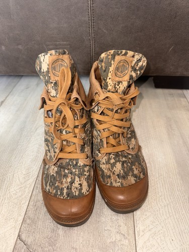 Palladium Canvas Green Brown Digital Camo Chukka Boots Womens Size 9 Good Shape! - Photo 2/10