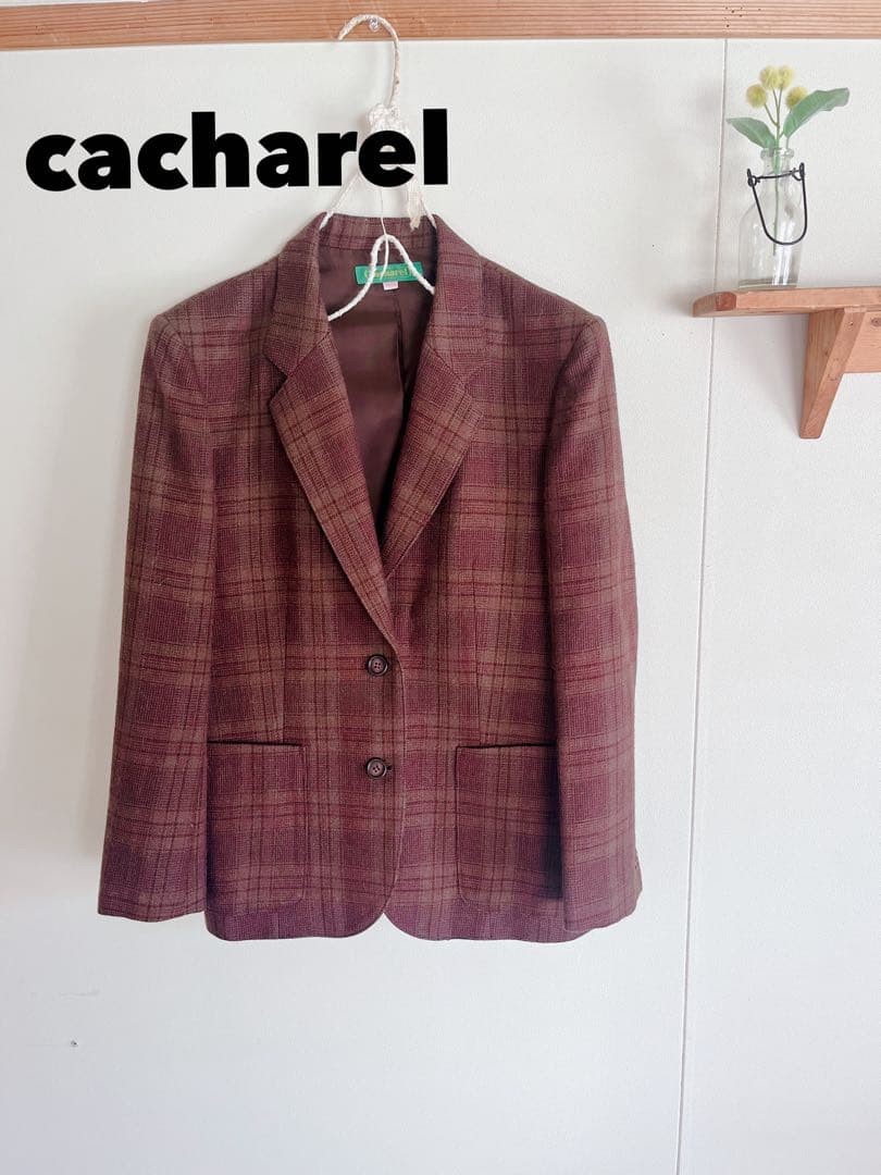 Cacharel Wool Jacket Check Pattern Tailored Jacke… - image 1