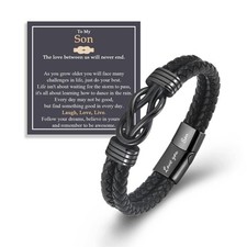 To My Son Bracelet from Mom Dad, Gifts Mom, Infinity 8.4, Black