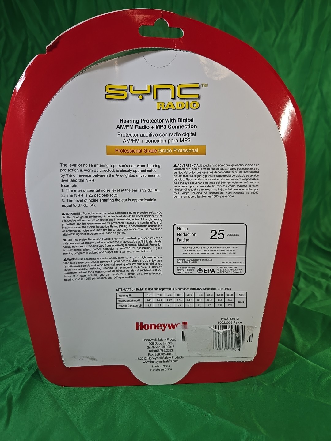 HONEYWELL ® RWS-53012 Howard Leight SYNC Digital RADIO Earmuff AM FM Radio - NEW