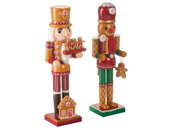 Nussknacker-Figuren 2Er-Set Kiefernholz Handgefertigte Weihnachtsdeko Orange Gra-image