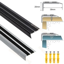 Aluminium Stair Nosing Edge Trim Step Nose Edging Nosings Carpet Silver / Black