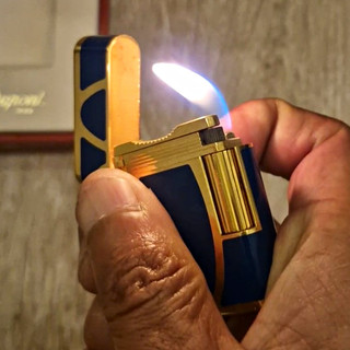 Dupont Feuerzeug Soubreny blau/goldfarben/Originalbox ab 1970