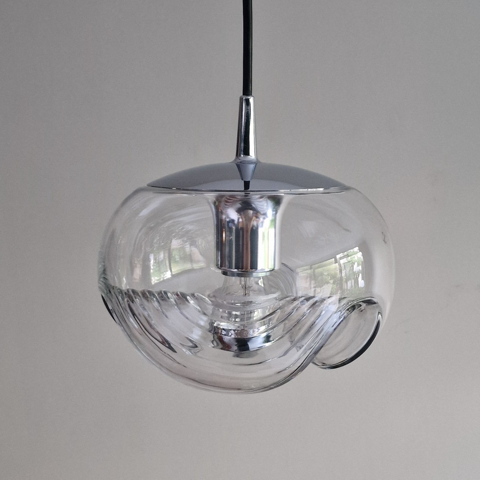 Vintage pendant Lamp, Peill & Putzler “Wave” / “Futura”, Ø 22 cm, space age