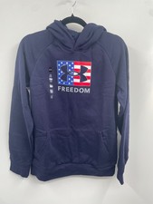 Under Armour Freedom Hoodie Boys XL Navy Big Flag Logo Fleece Long Sleeve NWT
