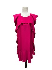 RED Valentino Hot Fuchsia Pink Ruffle Shift Dress Flirty Romantic Size 6 (44)