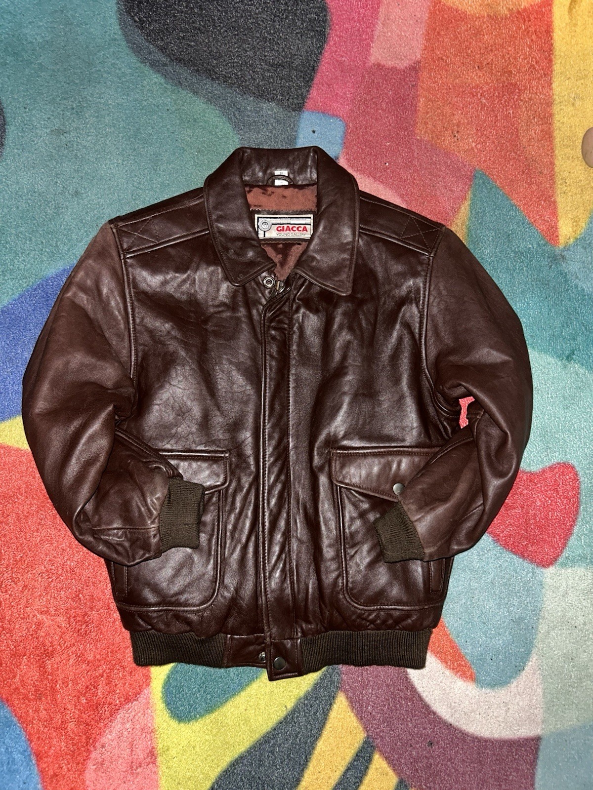 Men's Leather Bomber Jacket